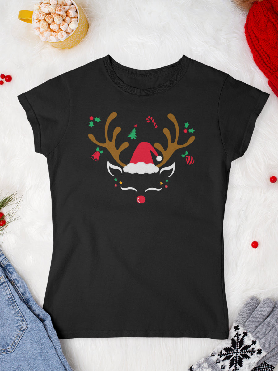     tricou_bumbac_organic_premium_vegan_cadou_Craciun_Secret_Santa_jolly-reindeer-negru-femei