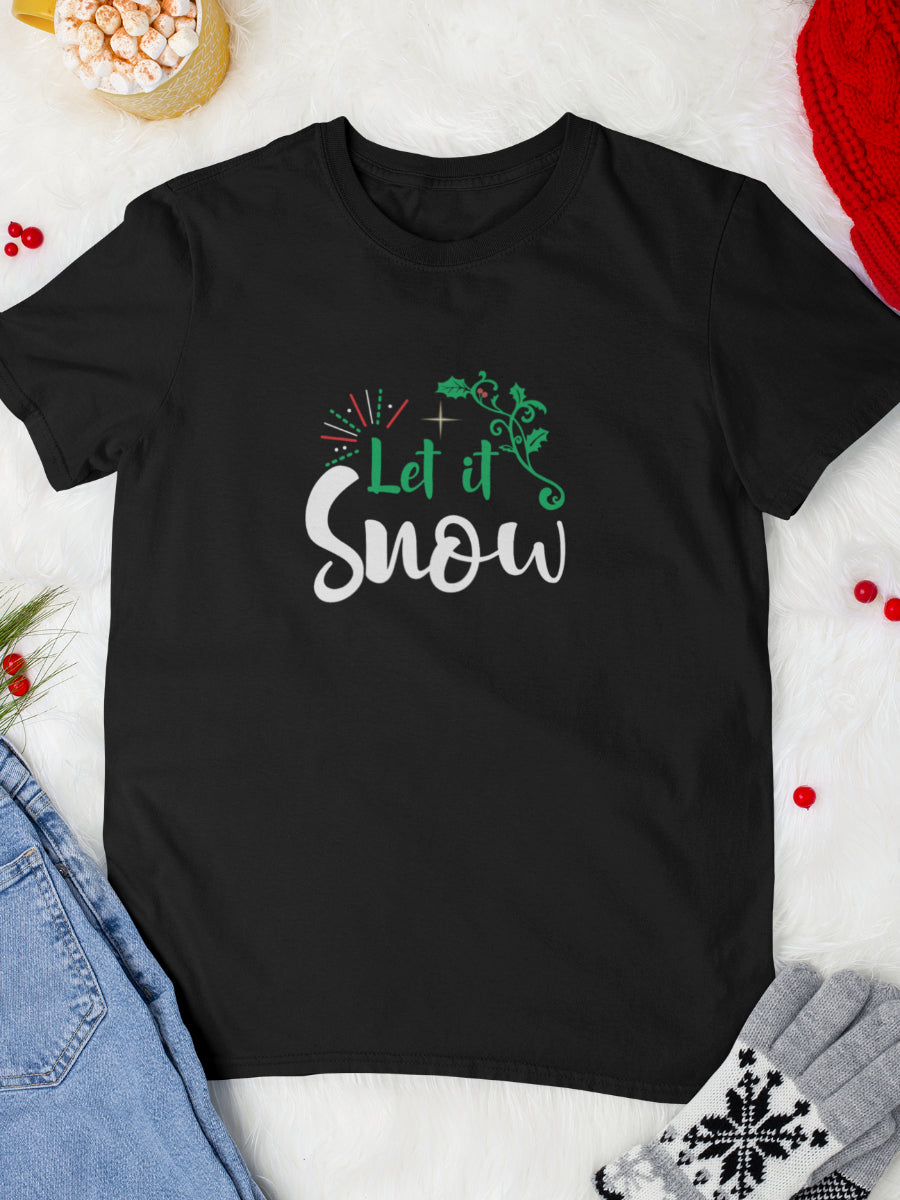    tricou_bumbac_organic_premium_vegan_cadou_Craciun_Secret_Santa_let-it-snow-barbati-unisex-negru