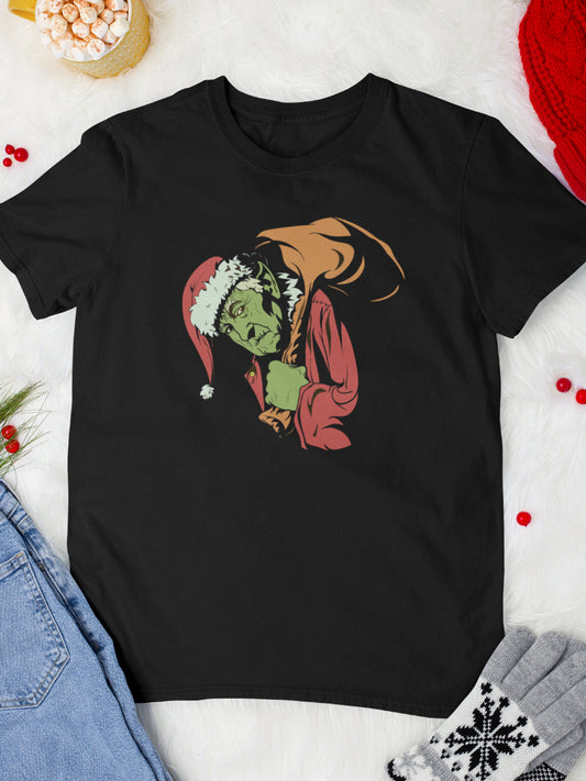tricou_bumbac_organic_premium_vegan_cadou_Craciun_Secret_Santa_looks-like-the-Grinch-unisex-barbati-negru