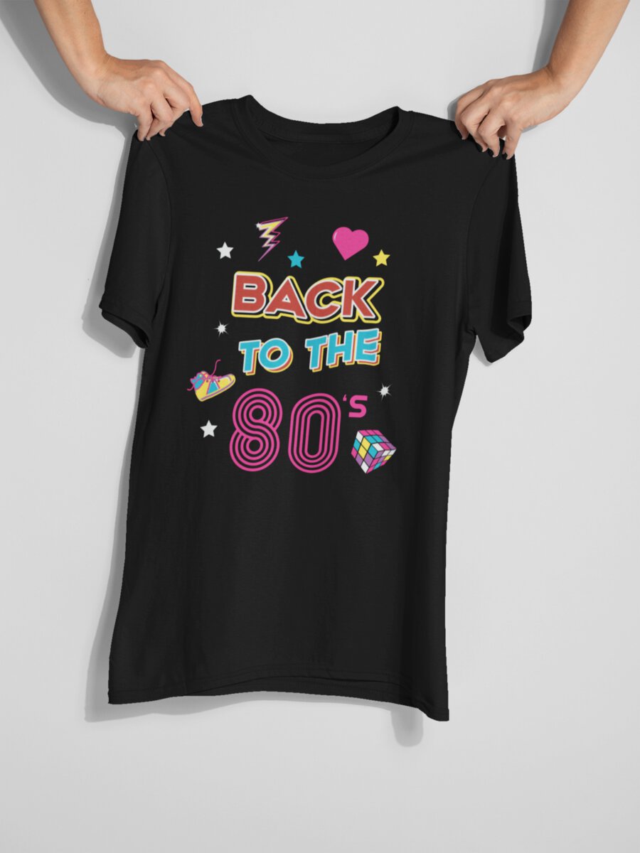 tricou_bumbac_organic_premium_vegan_cadou_hay_creations_nostalgia__back_to_the_80s_barbati_unisex_negru