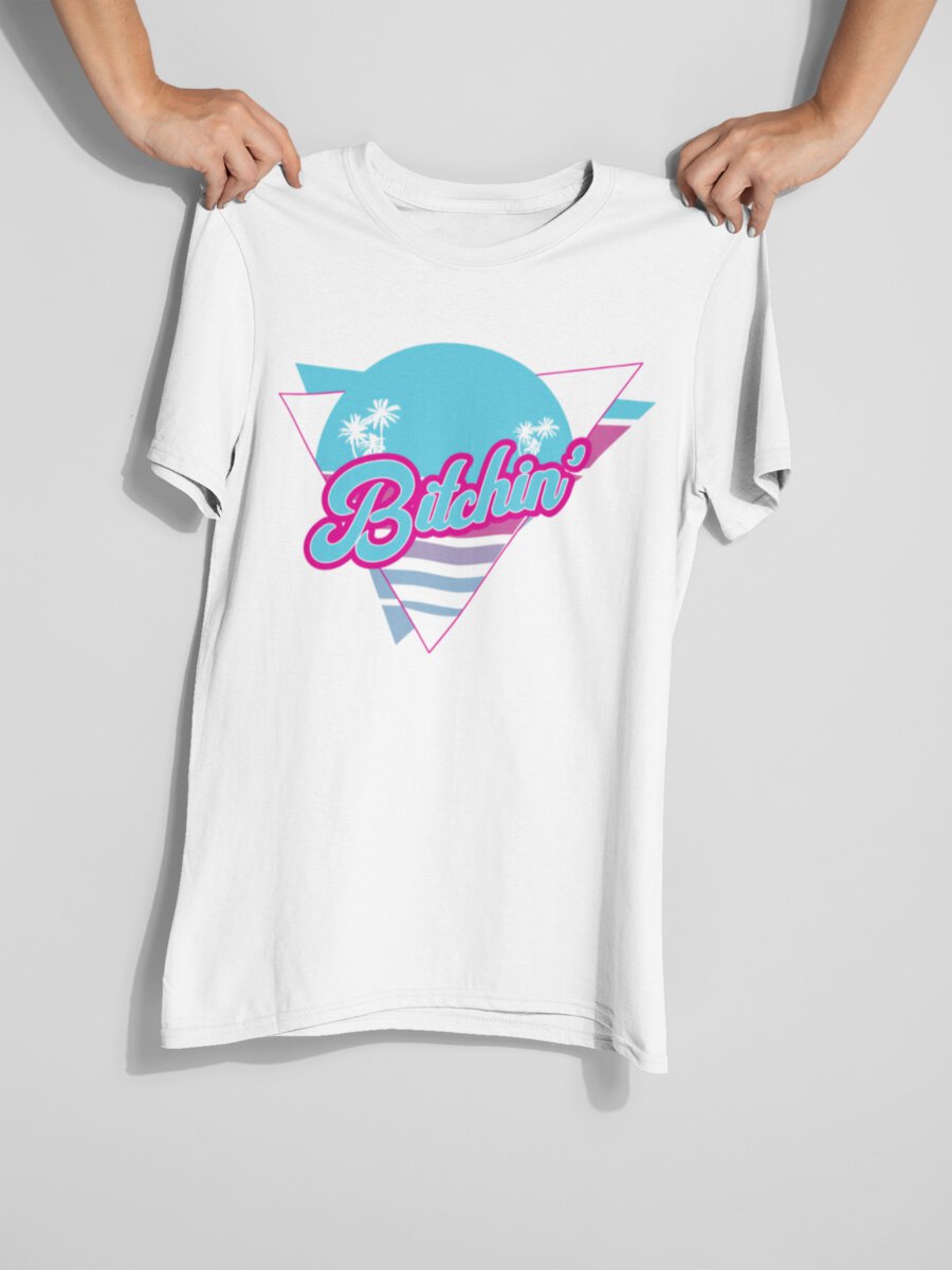 tricou_bumbac_organic_premium_vegan_cadou_hay_creations_nostalgia_bitchin_bitching_barbati_unisex_alb