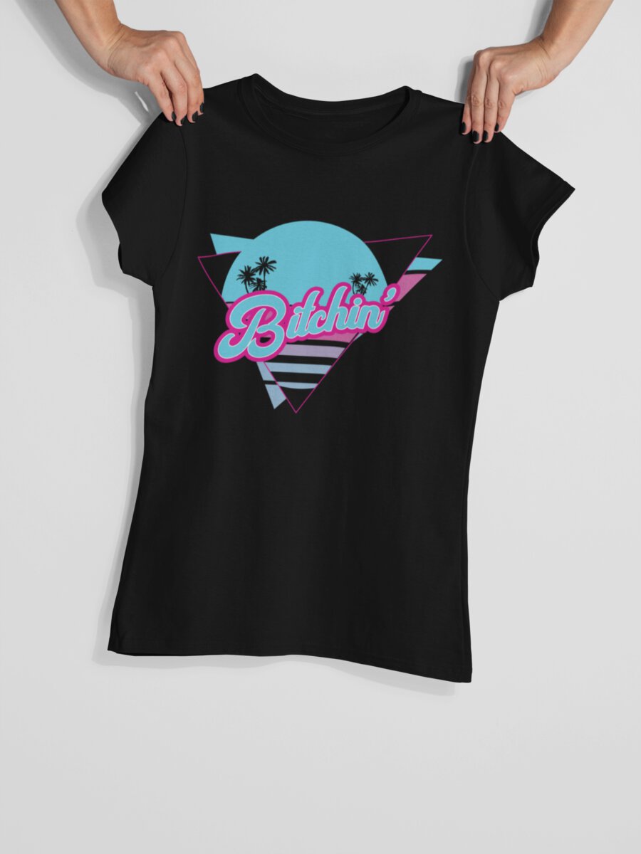 tricou_bumbac_organic_premium_vegan_cadou_hay_creations_nostalgia_bitchin_bitching_femei_negru