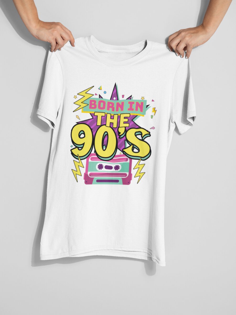 tricou_bumbac_organic_premium_vegan_cadou_hay_creations_nostalgia_born_in_the_90s_barbati_unisex_alb