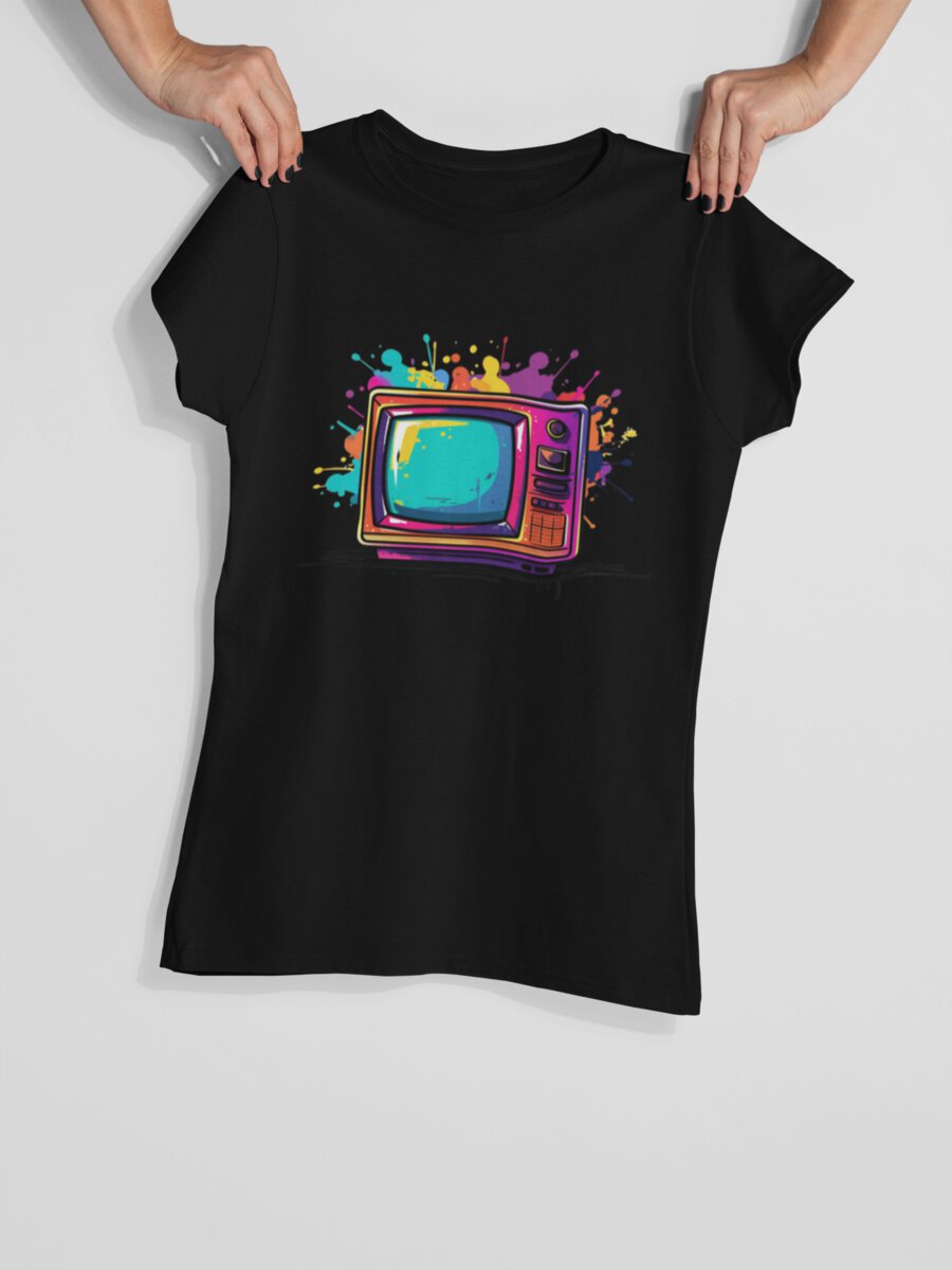 tricou_bumbac_organic_premium_vegan_cadou_hay_creations_nostalgia_broadcasting_nostalgia_femei_negru