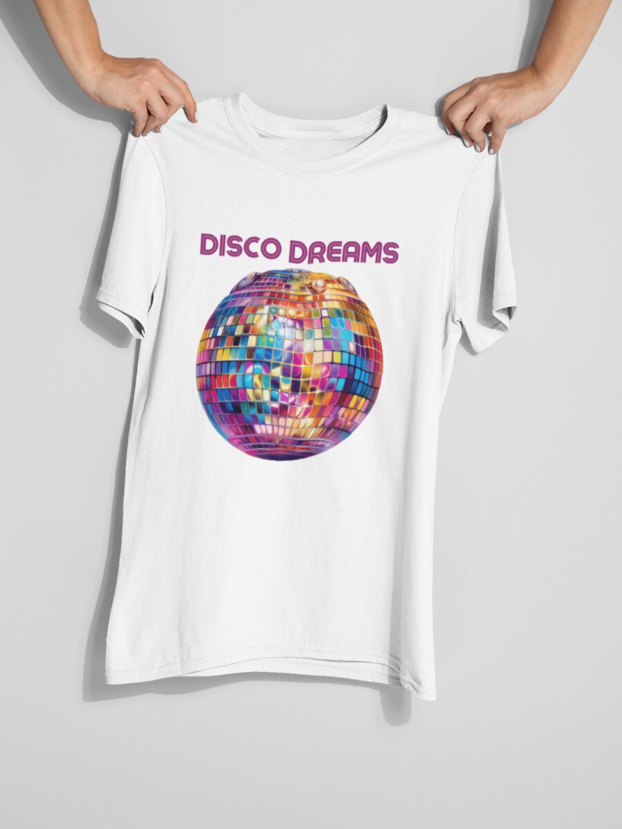 tricou_bumbac_organic_premium_vegan_cadou_hay_creations_nostalgia_disco_dreams_barbati_alb