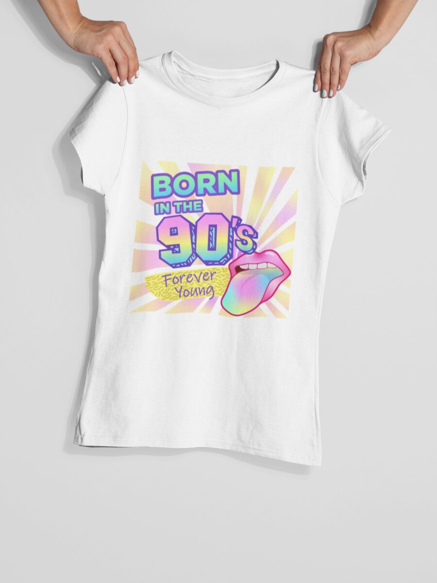 tricou_bumbac_organic_premium_vegan_cadou_hay_creations_nostalgia_forever_young_femei_alb