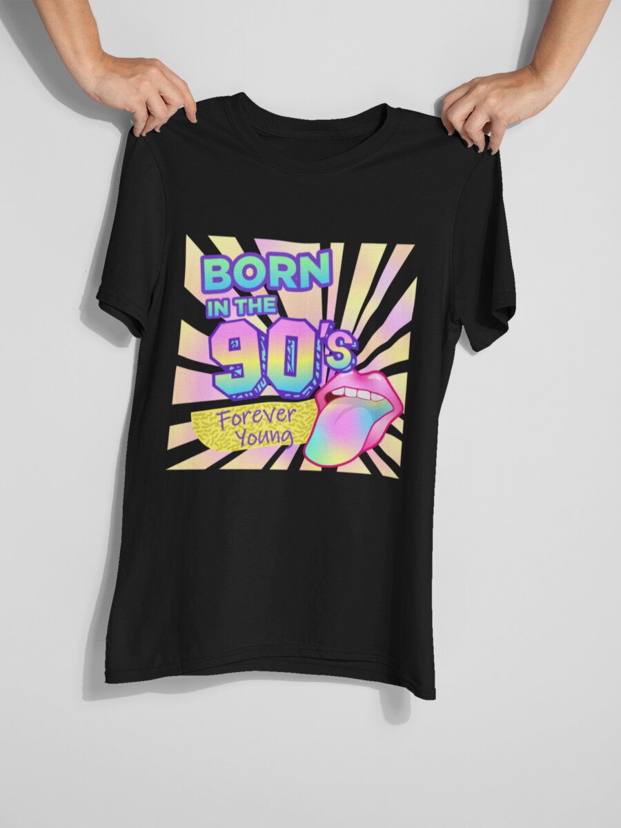 tricou_bumbac_organic_premium_vegan_cadou_hay_creations_nostalgia_forever_young_unisex_barbati_negru