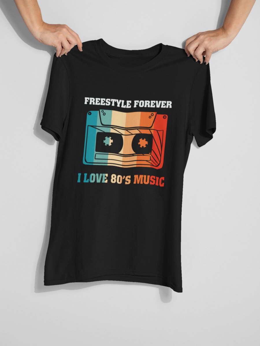 tricou_bumbac_organic_premium_vegan_cadou_hay_creations_nostalgia_freestyle_forever_barbati_unisex_negru