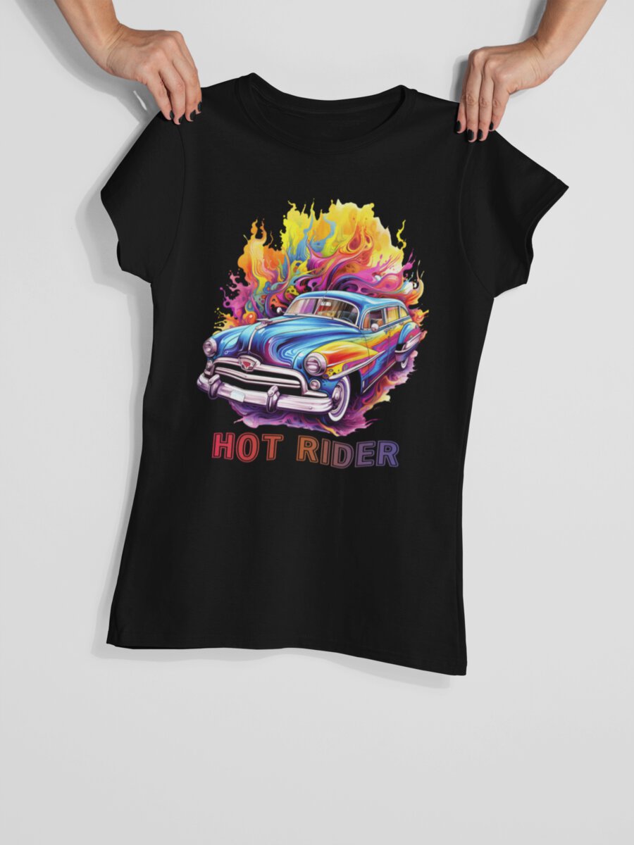 tricou_bumbac_organic_premium_vegan_cadou_hay_creations_nostalgia_hot_rider_femei_negru