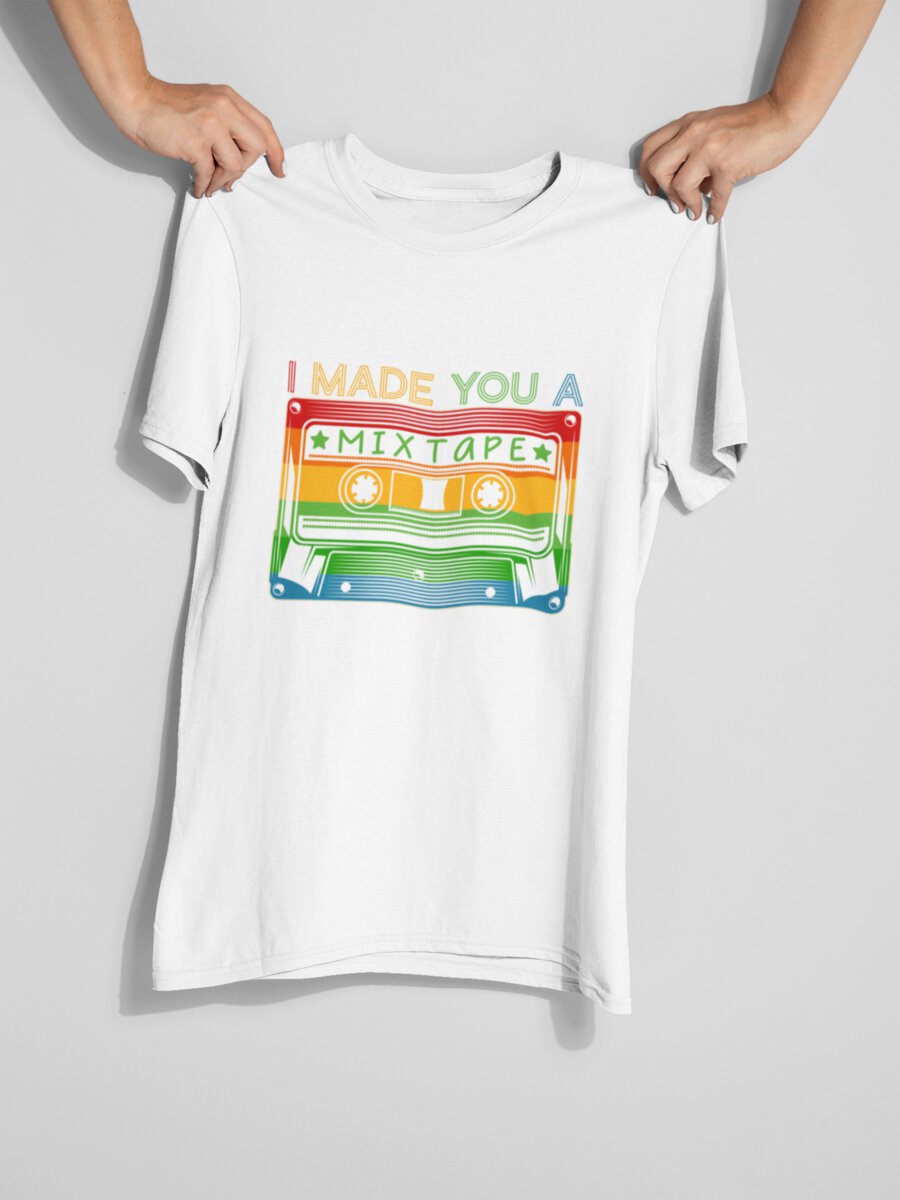 tricou_bumbac_organic_premium_vegan_cadou_hay_creations_nostalgia_i_made_you_a_mixtape_barbati_unisex_alb