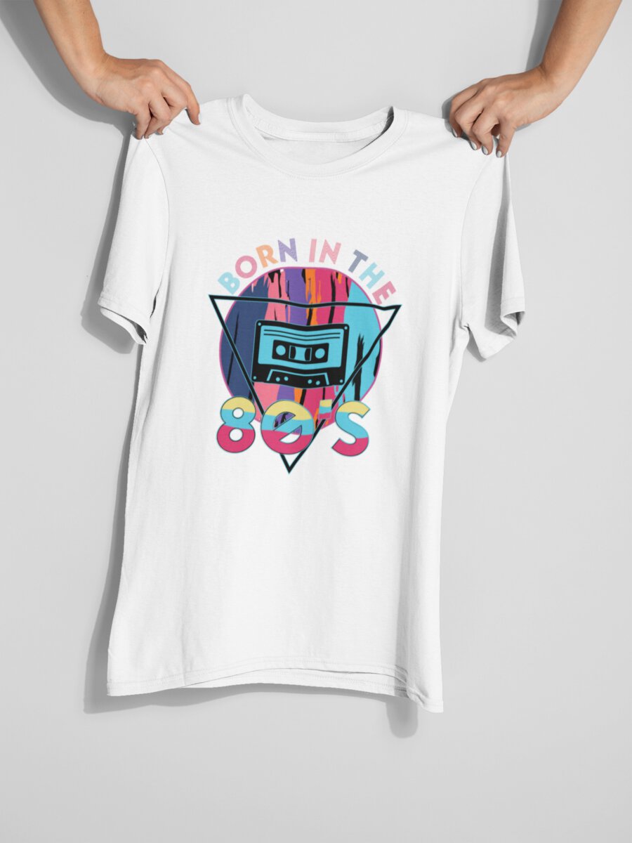 tricou_bumbac_organic_premium_vegan_cadou_hay_creations_nostalgia_in_the_80s_barbati_unisex_alb