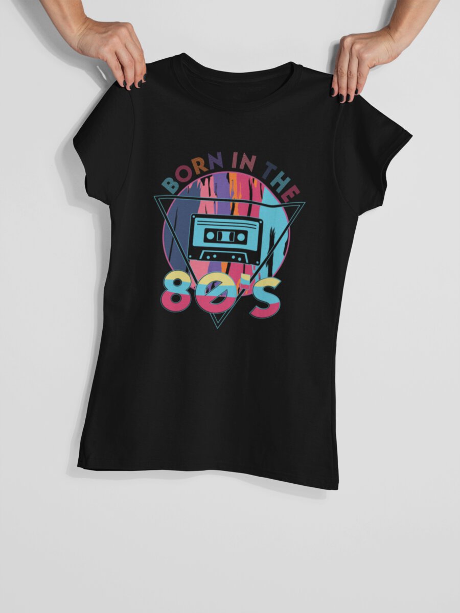tricou_bumbac_organic_premium_vegan_cadou_hay_creations_nostalgia_in_the_80s_femei_negru