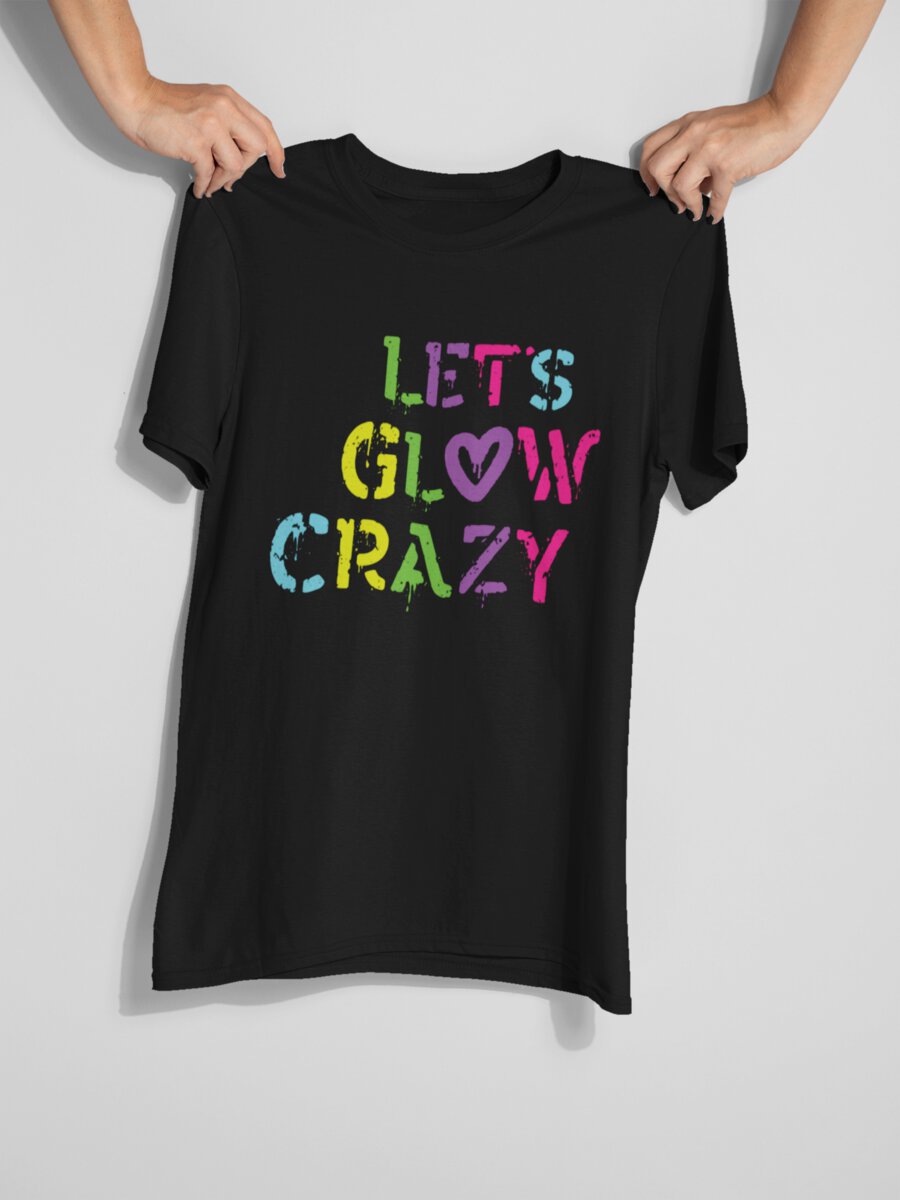 tricou_bumbac_organic_premium_vegan_cadou_hay_creations_nostalgia_lets_glow_crazy_barbati_unisex_negru
