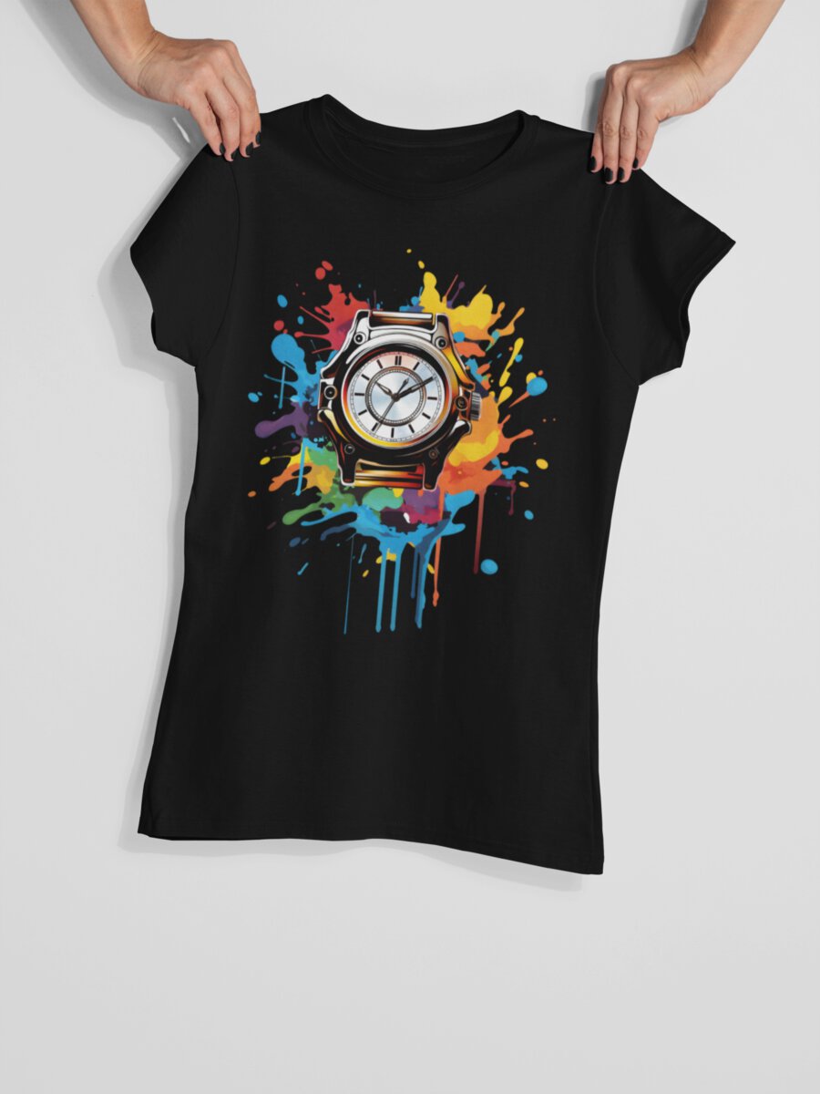 tricou_bumbac_organic_premium_vegan_cadou_hay_creations_nostalgia_nostalgic_times_femei_ceas_negru