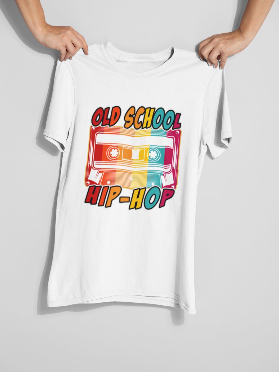 tricou_bumbac_organic_premium_vegan_cadou_hay_creations_nostalgia_old_school_hip_hop_vintage_barbati_unisex_alb