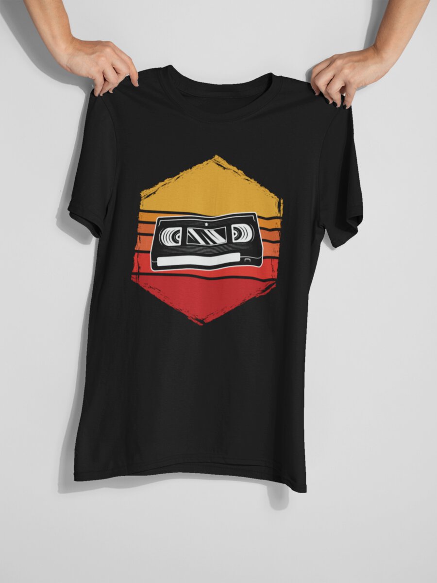 tricou_bumbac_organic_premium_vegan_cadou_hay_creations_nostalgia_play_barbati_unisex_negru