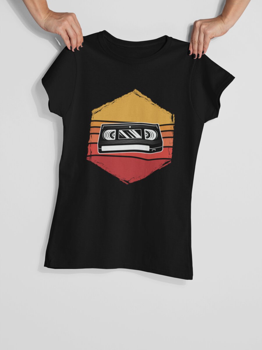 tricou_bumbac_organic_premium_vegan_cadou_hay_creations_nostalgia_play_femei_negru