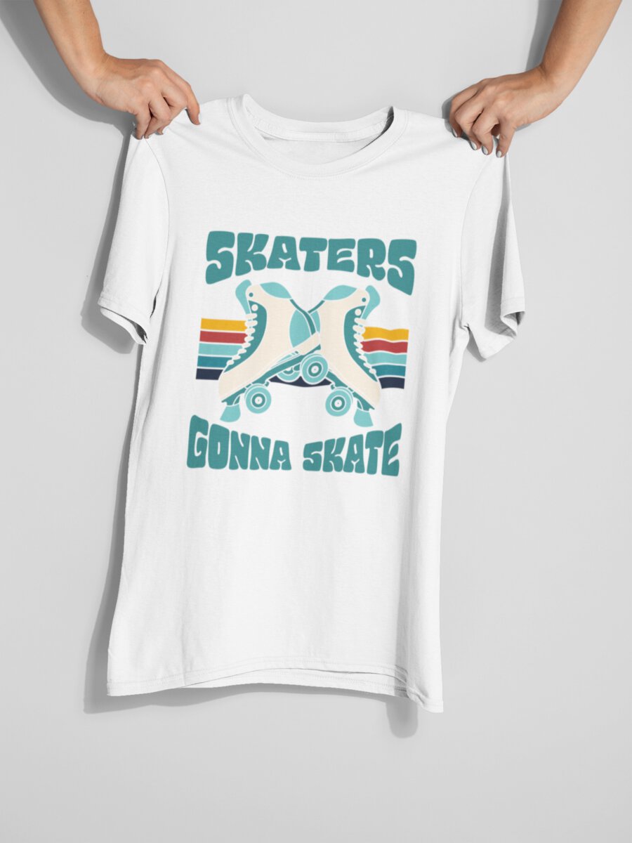 tricou_bumbac_organic_premium_vegan_cadou_hay_creations_nostalgia_skaters_gonna_skate_barbati_unisex_alb