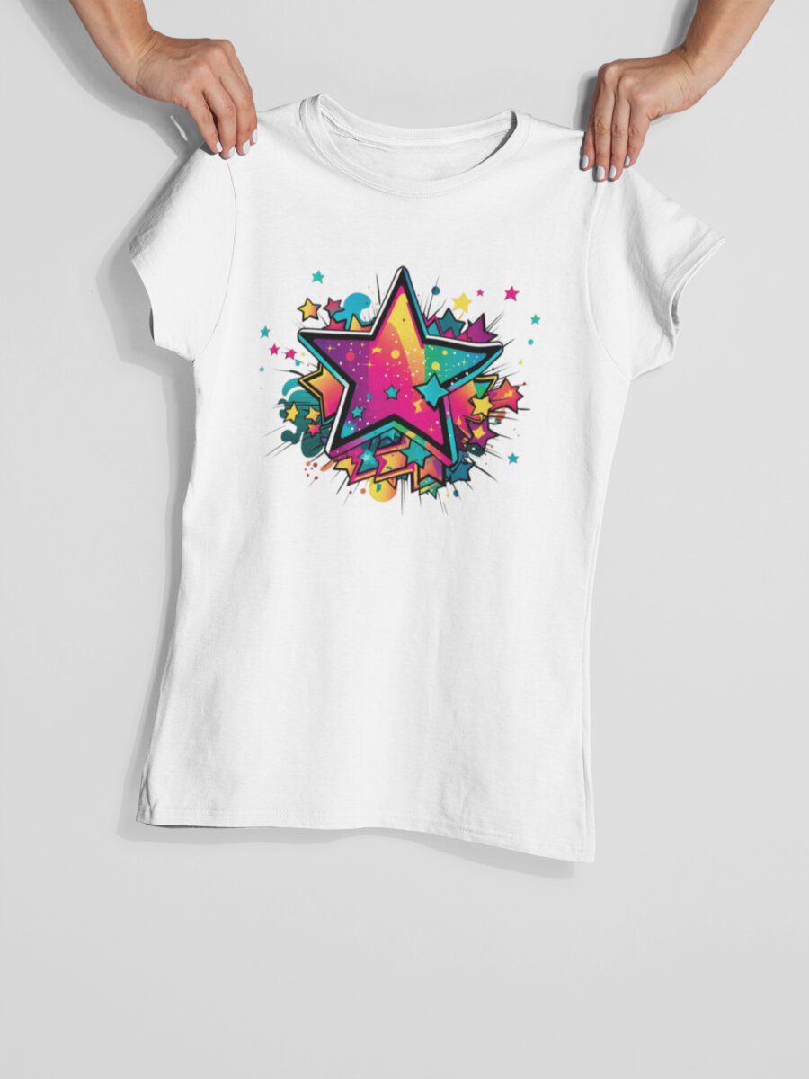 tricou_bumbac_organic_premium_vegan_cadou_hay_creations_nostalgia_star_femei_alb