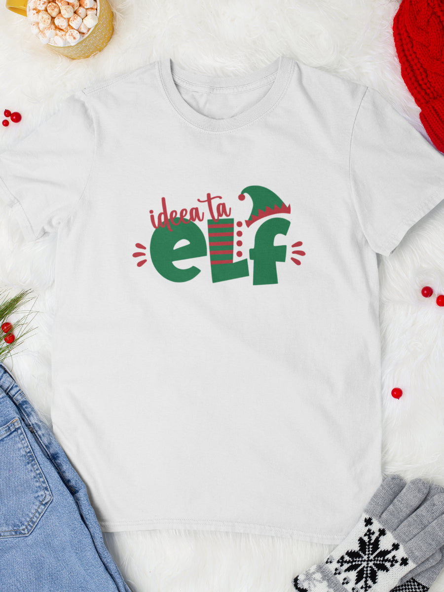    tricou_personalizat_bumbac_organic_premium_vegan_cadou_Craciun_Secret_Santa_barbati_unisex_personalizeaza_elful_alb