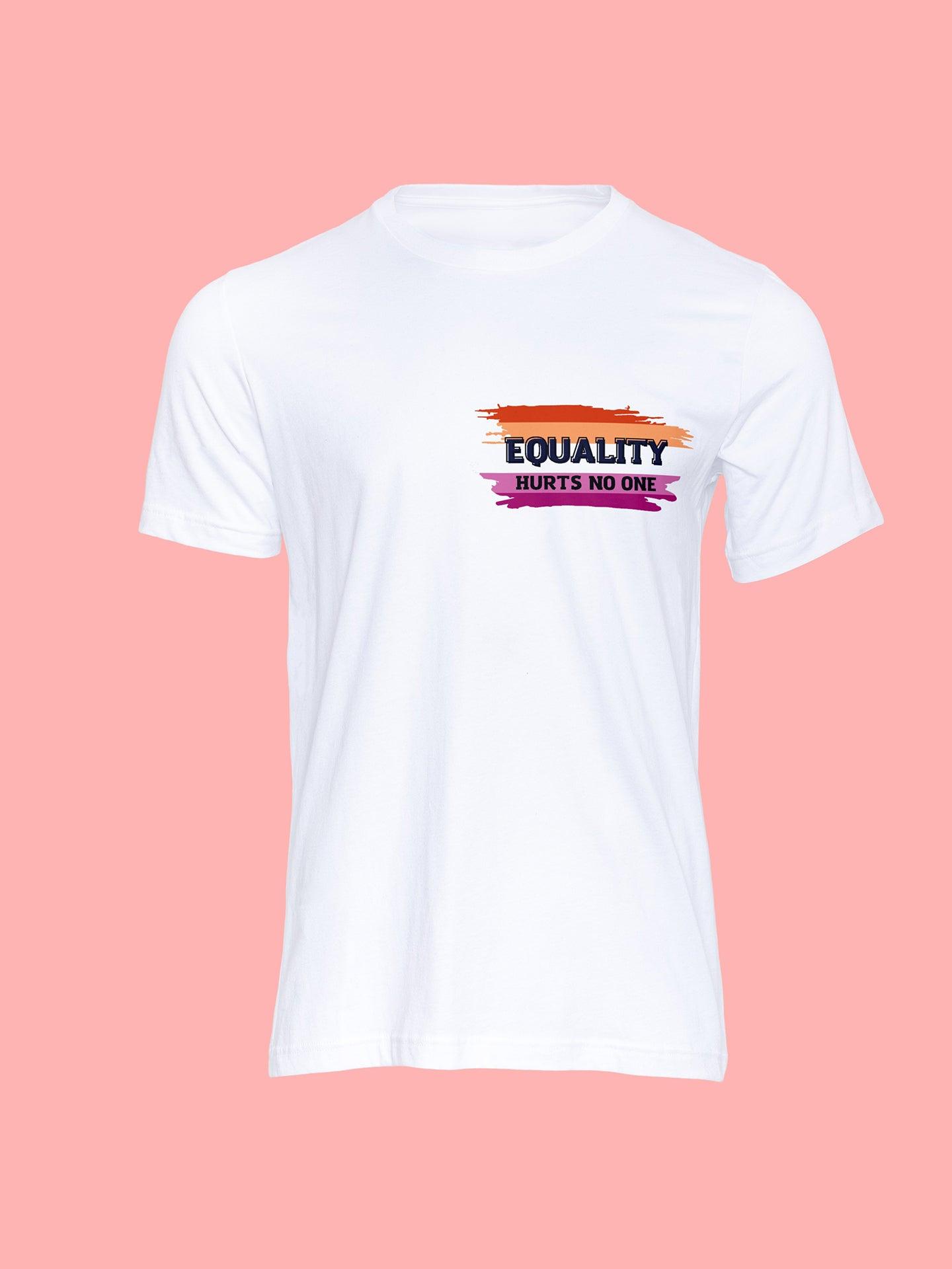 tricou lgbt equality hurts no one lesbian flag