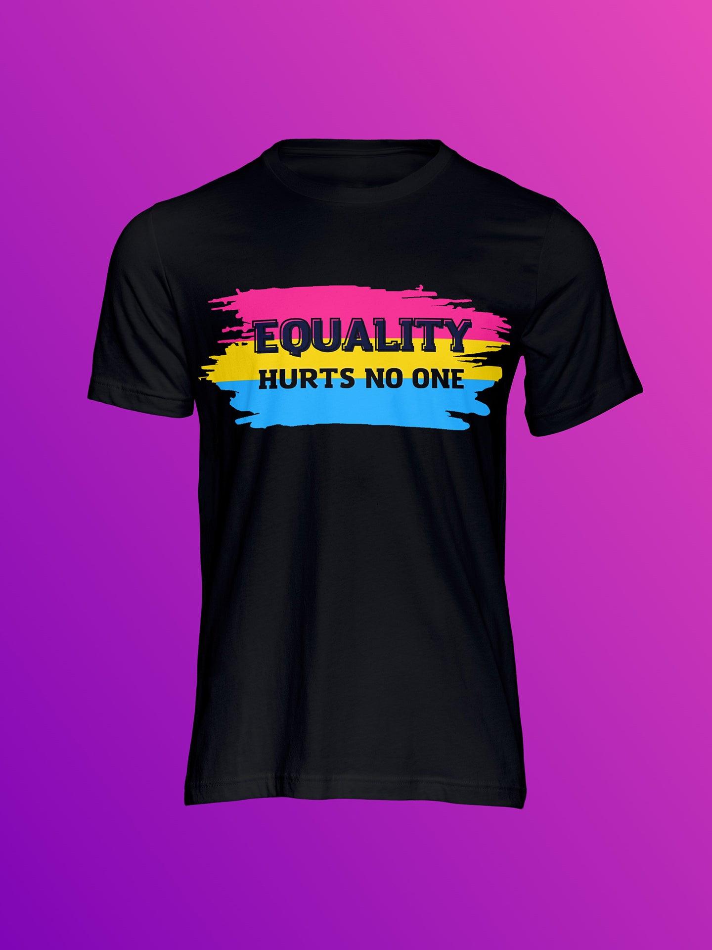 tricou equality hurts no one pansexual flag