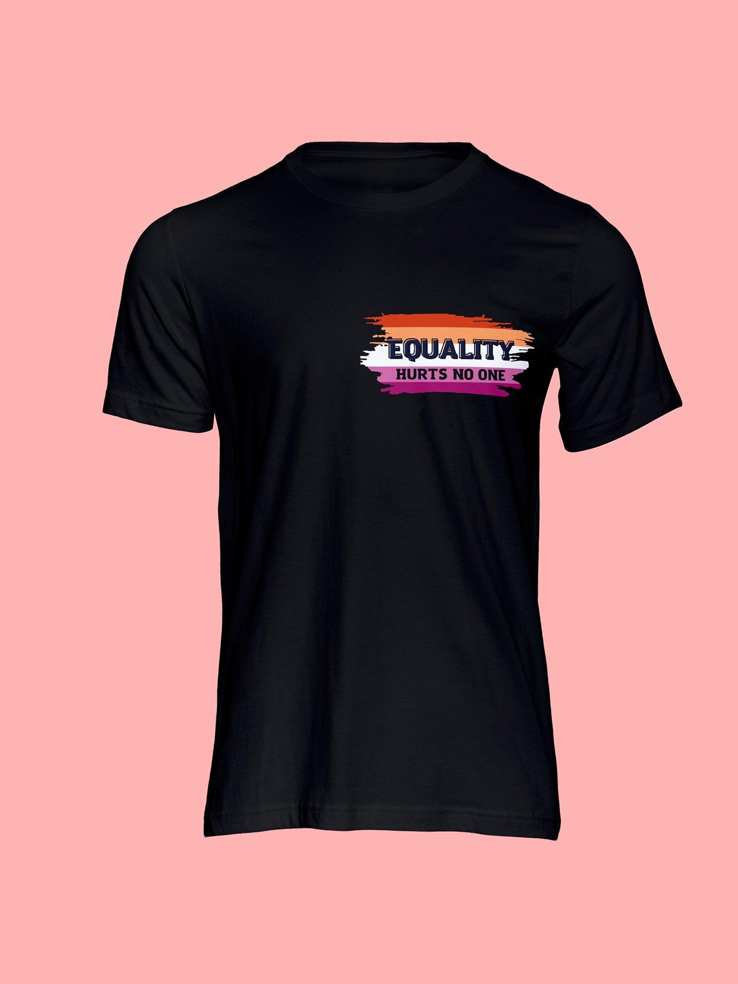 tricou lgbt equality hurts no one lesbian flag